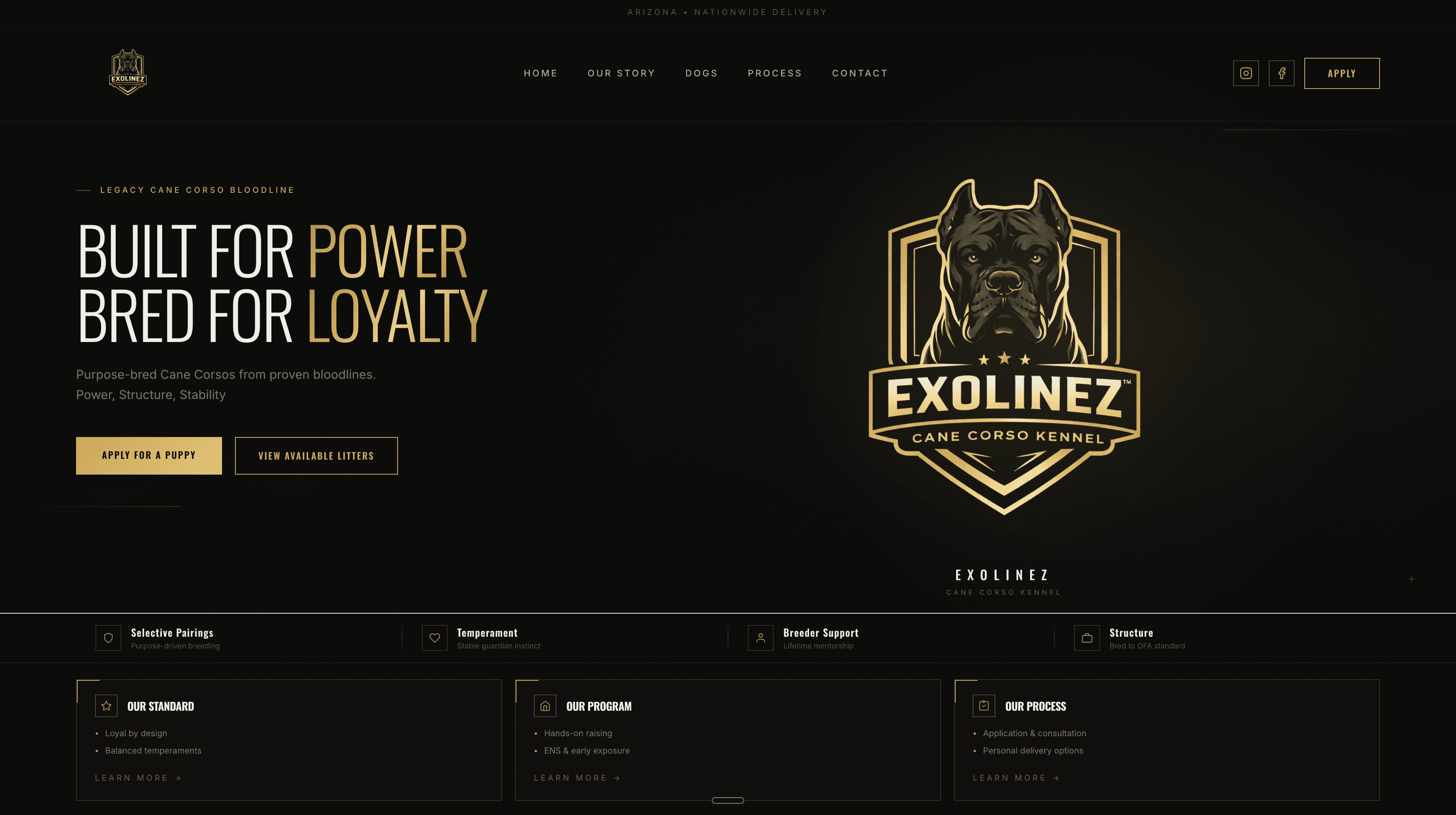 Exolinez — Cane Corso Kennel landing page built by NEX